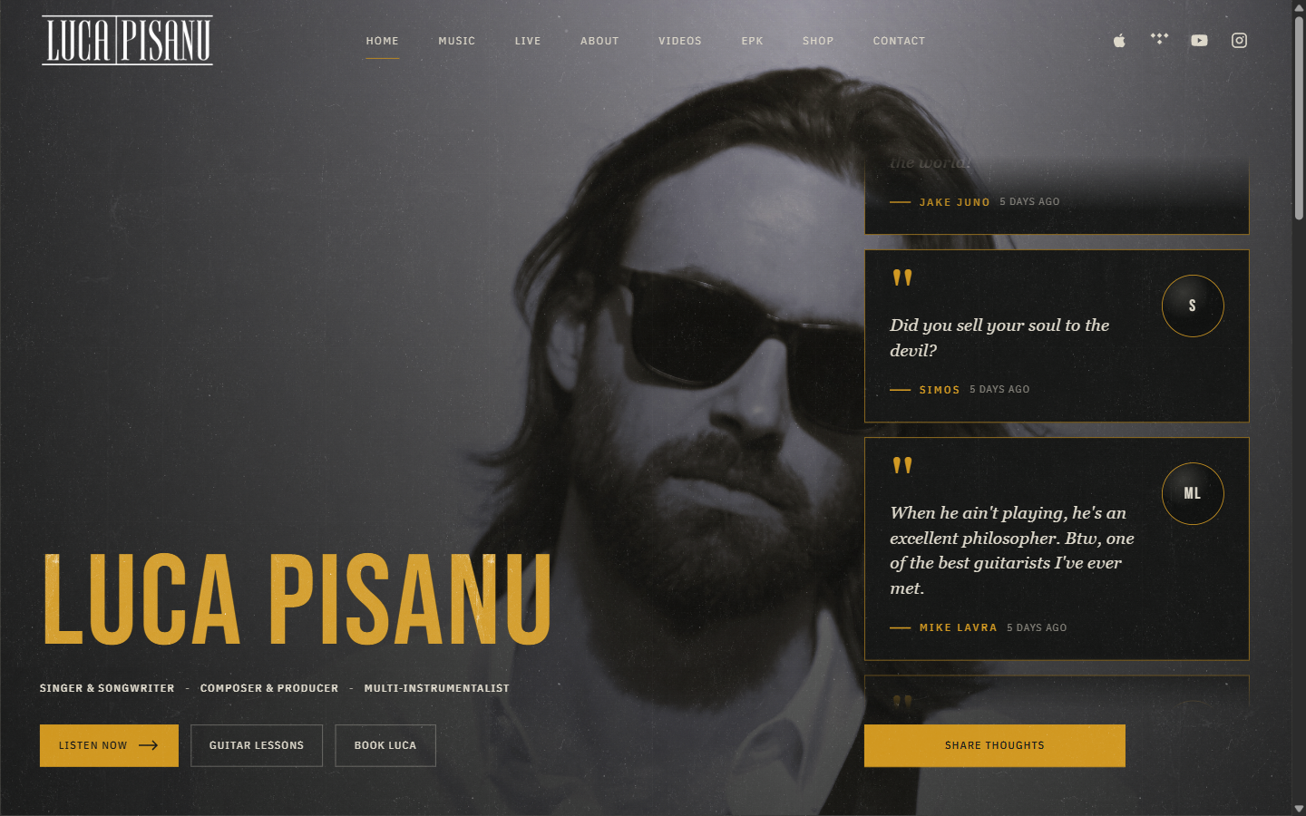 Luca Pisanu Music website screenshot