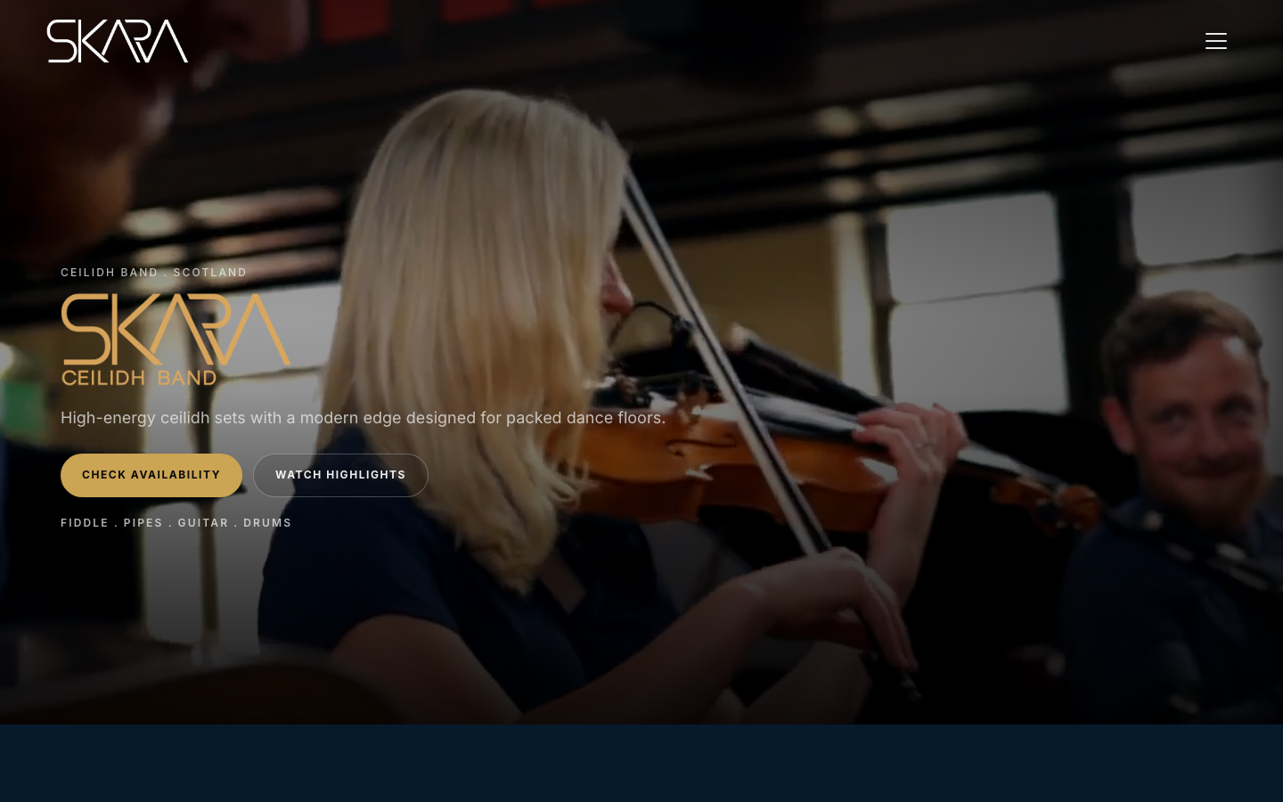 Skara Ceilidh Band website screenshot