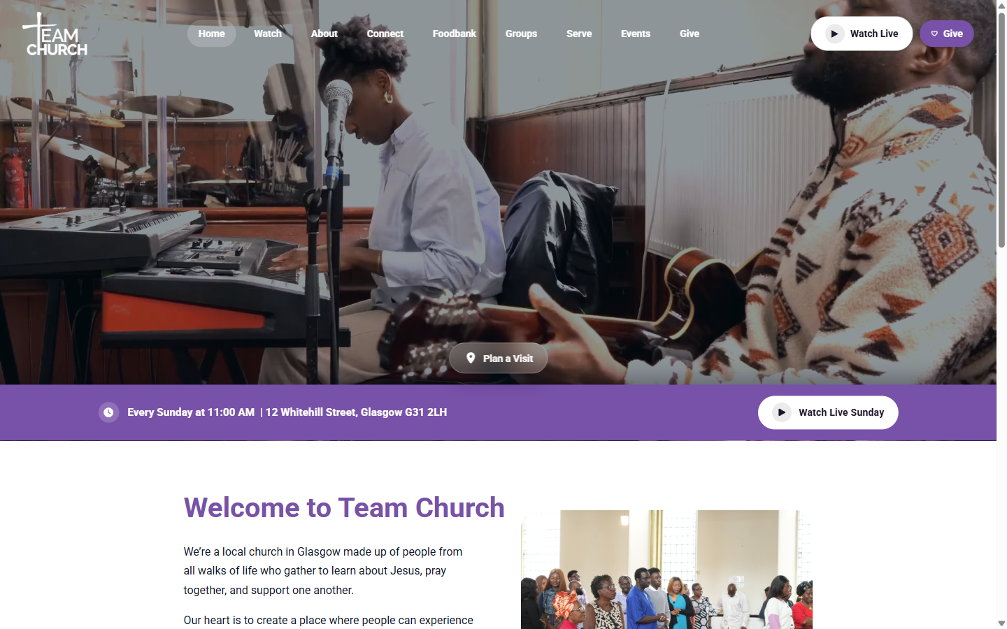 Team Church Glasgow website screenshot